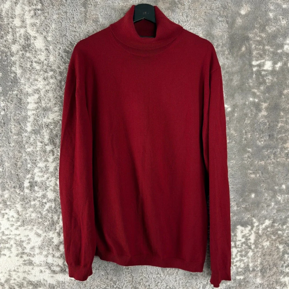 Banana Republic Size XXL Merino Wool Knit Turtleneck Sweater Red Long Sleeve Men